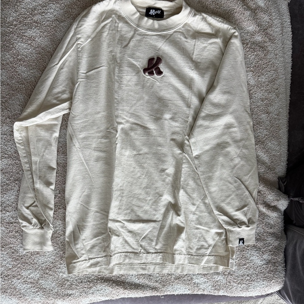 Cream Long Sleeve Tee for Men